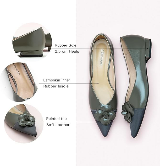 C.Paravano Flat Shoes for Women | Pointed Toe Shoes for Women | Women Pumps | Women's Flats | Pointed Toe Flats | Slip on Shoes Ballet Flats (Size 5.5,Grey)4