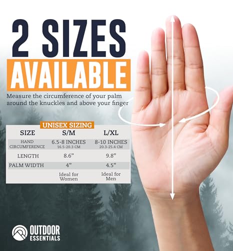 OutdoorEssentials Fingerless Winter Gloves Convertible Wool Mittens for Men & Women - Warm Thermal Knit Flip Top Snow Glove for Cold Weather (Black, Large)