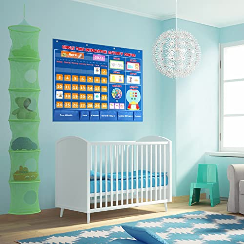 Kingtle Circle Time Interactive Activity Center Classroom Educational Pocket Chart Include Calendar Weather Color Shape Letters Wording Rhyme And Counting #TOP6