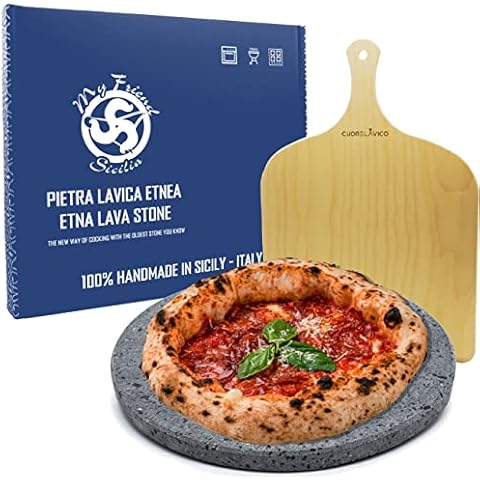 Juego de piedra volcánica y pala para pizza de My Friend Sicilia Cover