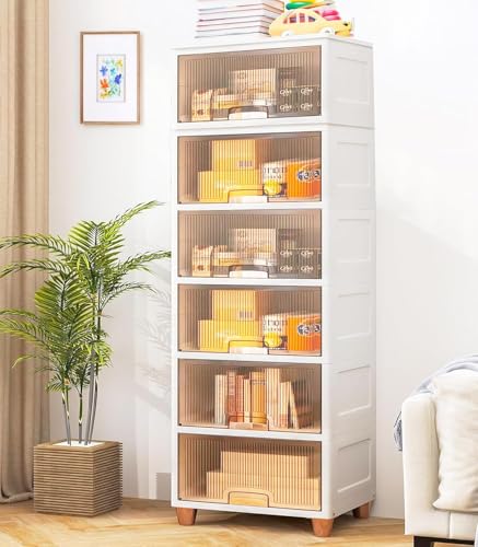 Image of Mevigo 6-Door Plastic Wardrobe for Kids| Almirah and Wardrobe for Baby Clothes| Modular Storage Cabinet Organizer for Cupboard Standing Mat for Kitchen,Home Office,Sink-Indoor (KD