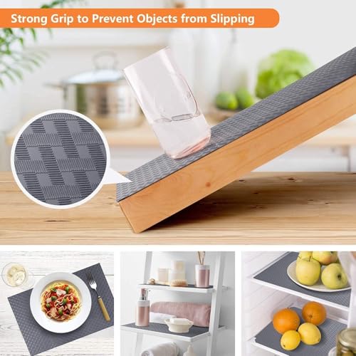 Image of JD FRESH 1.25 Meters EVA Food Grade Fridge Mats /Anti Slip Mat for Kitchen /Washable Shelf Liner Roll Sheet for Wardrobe /Cabinet /Dining Table /Drawer Mat Roll /Refrigerator Mats (Diamond Texture, Grey)