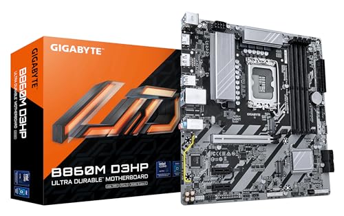 GIGABYTE B860M D3HP Mainboard - Intel Core Ultra CPUs, 4+1+2+1 Phasen VRM, bis zu 9066MHz DDR5, 2xPCIe 4.0 M.2, GbE LAN, USB 3.2 Gen 1