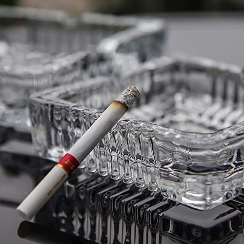 Image of CRIYALE Glass Ashtrays for Cigarettes Cigars Portable Serving Dessert Dry Fruits, Fruit, Snacks Sweets Chocolates Tray for Home Office Car Indoor Outdoor Use Crystal Table Restaurant Decoration Plate