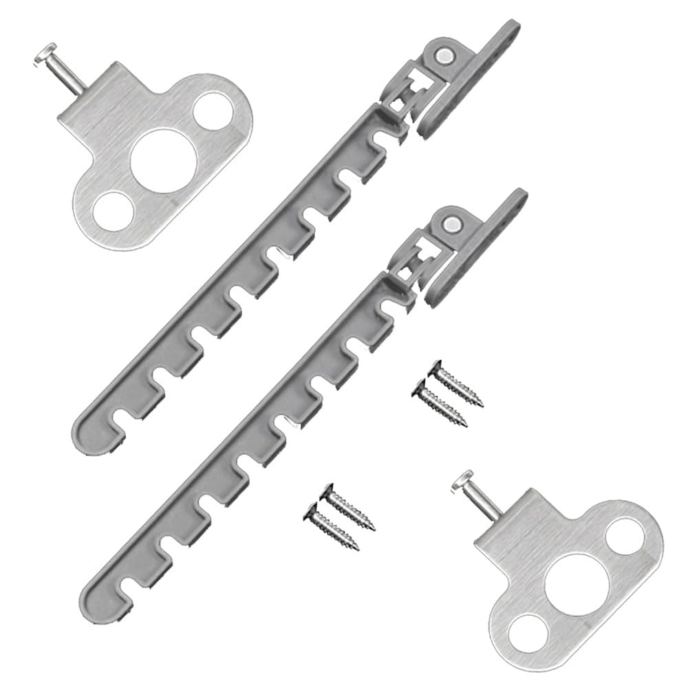 2 Pcs Adjustable Position Casement Window Restrictor Latch, Lock Tilt Regulator for Windows, Suitable for Wooden/Metal Window or Door, Rigid Plastic - 8 Slot (18cm Adjustable)