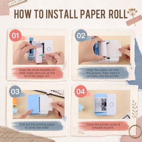 Image of cudinham Mini Sticker Printer, X6 Print Pod Gift Set with 10 Rolls Paper | Bluetooth Thermal Pocket Sticker Maker with Velvet Bag for Phone, Impresora Portatil for Gifts, DIY, Journal, Photos (Blue)