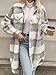 Fuzzy Fleece Plaid Jacket Womens Button Down Lapel Sherpa Shacket Faux Fur Teddy Coats Long Trench Coat with Pockets