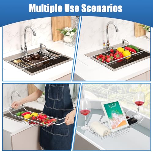 Accesorios de baño de longitud ajustable y bandeja de baño expandible 6