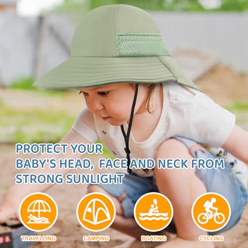 【ほぼ未使用】SÜB suess Straw Hat 親子セット BQUBO Toddler Baby Sun Hat Kids with Neck Flap UPF 50+ Wide