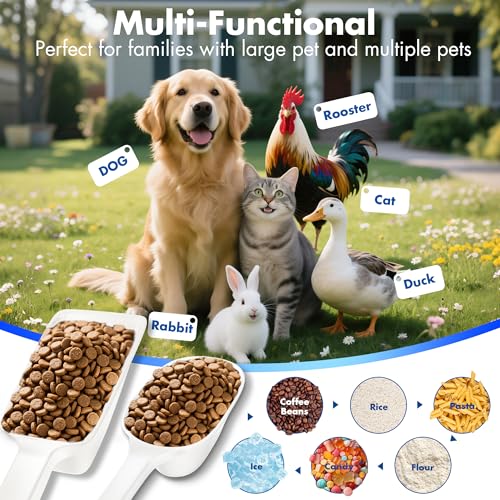 Image of Food Scoop 2 PACK,2 Cup Capacity Dog Food Scoop With Measuring Lines For Dog, Puppy and Cat Coffee Bean Scoop, Flour Scoop (Small & Large White)