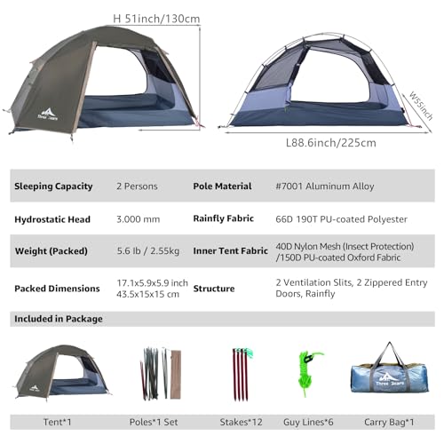 Carpa para camping para 2 personas impermeable y ligera miniatura 6