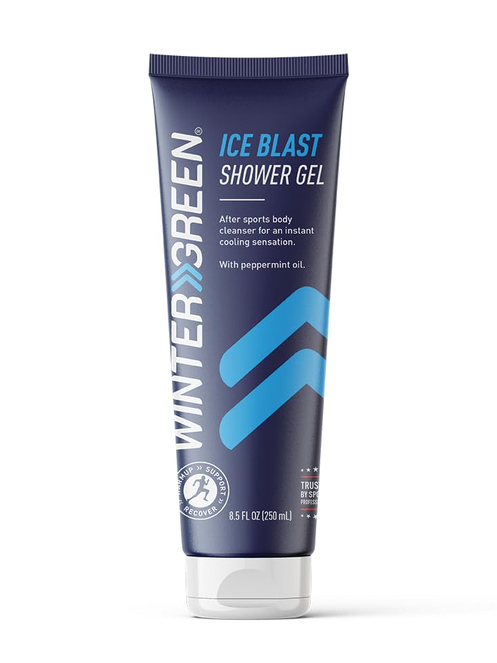 Wintergreen Ice Blast Gel de ducha, 8.5 onzas Gel de baño refrescante después del entrenamiento para hombres y mujeres, impregnado con extractos de