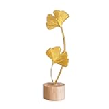 Gold Ginkgo Leaf Statue, Modern Iron Ginkgo Leaf Desktop Sculpture Ornament Creative Home Décor Accents for Tabletop Entryway(Small)