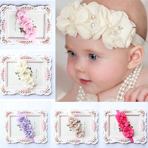 auxma 5pc Babys Girls elástico diadema gasa flor fotografía Diademas