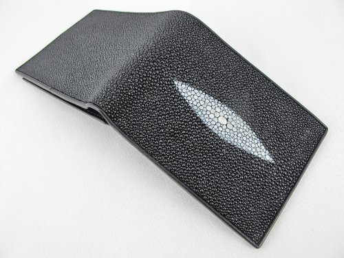 Genuine Stingray Shagreen Skin Leather Slim Bifold Wallet4