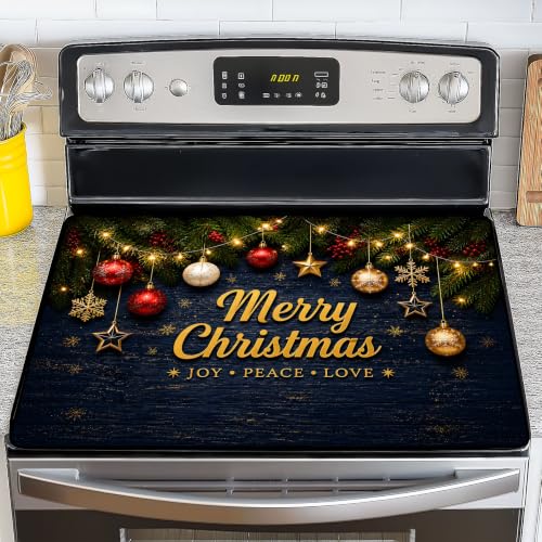 Image of NYZE Christmas Stove Top Cover for Electric Stove, Glass Stove Top Cover, Heat Resistant Glass Stovetop Protector, Kitchen Decor, Dish Drying Mats Cover for Washer Ceramic Top, 28.5x20.5 in