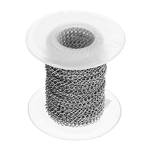 Linsoir Beads Stainless Steel Curb Chain Extender Chain 2Mm/2.5Mm/3Mm Width Sturdy Curb Chain Necklace Bracelet Extender Soldered Link Bulk Chain 10 Yards/Spool #TOP30