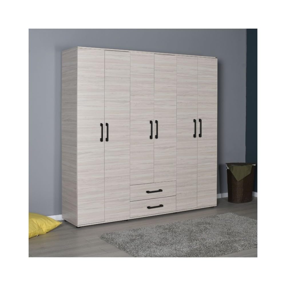 Indomita Armadio 6 ante 2 cassetti rovere 200x45x180H