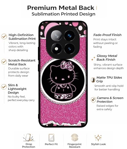 Image of Amazon Brand-Solimo Kitty with Glitter Premium 2D Printed Metal Back Case Cover for Mi Redmi Note 14 Pro Plus 5G
