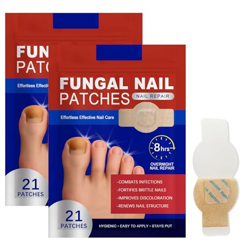Fungal Nail Treatment Patches Extra Strength, 42Pcs Nail Fungus Pads for Toenails, 8-Hour Overnight Toe Nail Care Repair Pathches for Damaged Nails - Restores Healthy Appearance