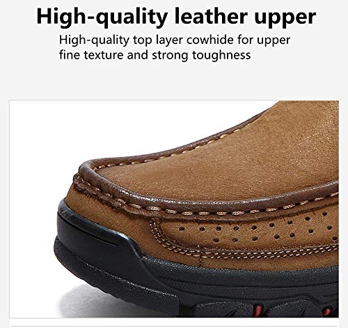 Asifn Men's Leather Comfortable Outdoor Hiking Casual Shoes Breathable Fashionable Wearable Driving Luxury Slip On Leather Shoes Business Office Outdoor Loafers2