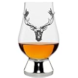 English Pewter Company Glencairn Whisky Glass 200ml With Pewter Stag Head and Base [WGP021]