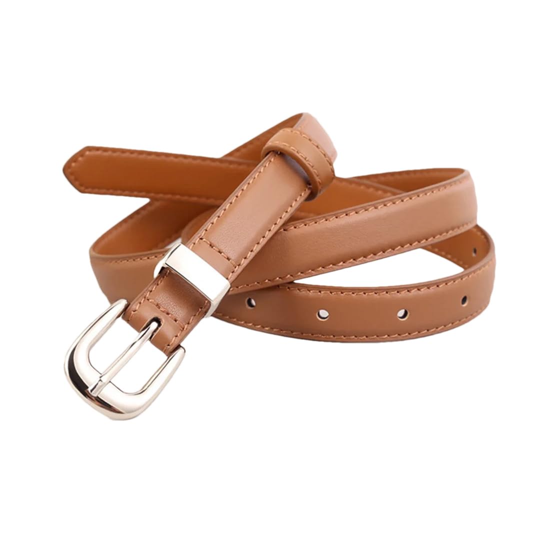 Cinturón de piel auténtica para mujer, elegante, ancho, casual, con hebilla plateada, para vestidos, jeans, accesorios
