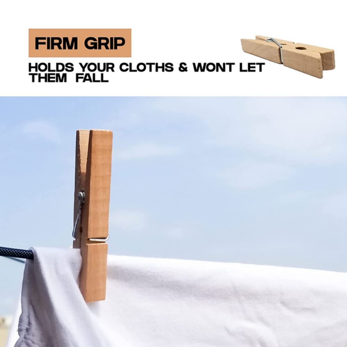 120 Pcs Clothes Pins Heavy Duty Outdoor with Spring,Clothes Pins Wood for Hanging Clothes 2.8 Inch, Clothes Pins for Classroom, Clothes Pins for Crafts, Large Clothes Pins Wood, Wooden Clothespins