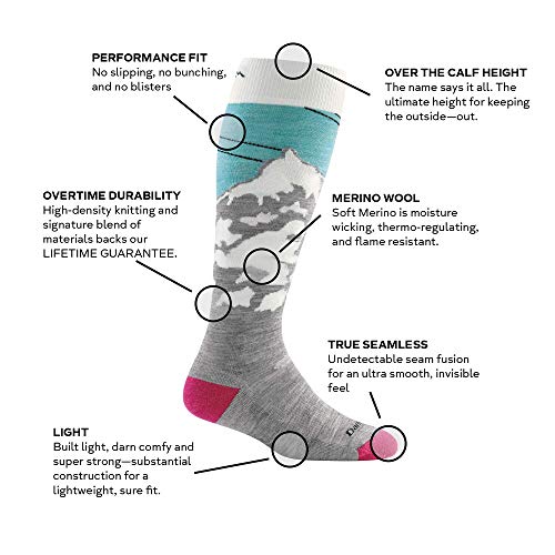 DARN TOUGH (Style 1824) Women's Yeti Snow Sock - Glacier, Large - Thumbnail 3