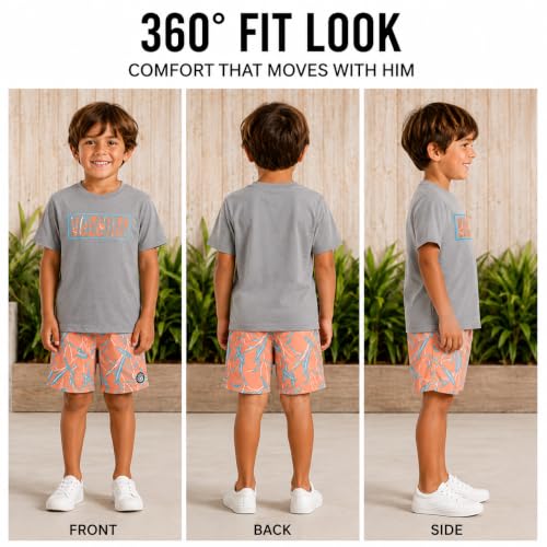 Image of Volcom Baby Boys Swim Set - 2 Piece Short Sleeve Swim Shirt Graphic Tees & Board Shorts - Infant Toddler Little Boys Swimsuit