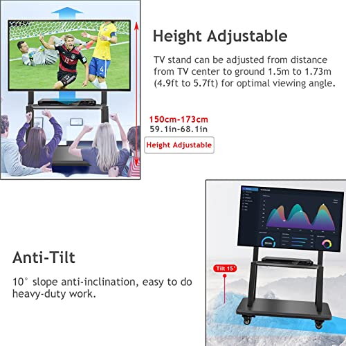 Soporte móvil de piso para TV 32-75 pulg ajustable miniatura 6