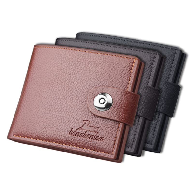Snap Button Men's Wallet Wallet Fashion Wallet Men Coin Purse Ideal for Travel (Color : A)4