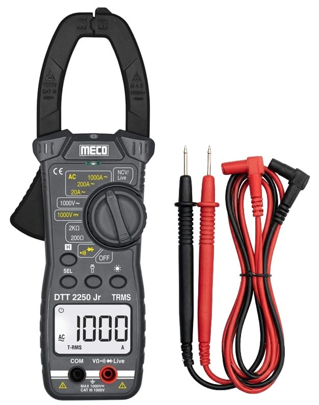 MECO DTT-2250 JR 1000A True RMS Digital Clamp Meter, 1999 Counts, 1000V AC/DC, Manual Ranging, NCV, Torchlight, Backlight, Continuity, Diode Test Digital Clamp Meter-picture-18