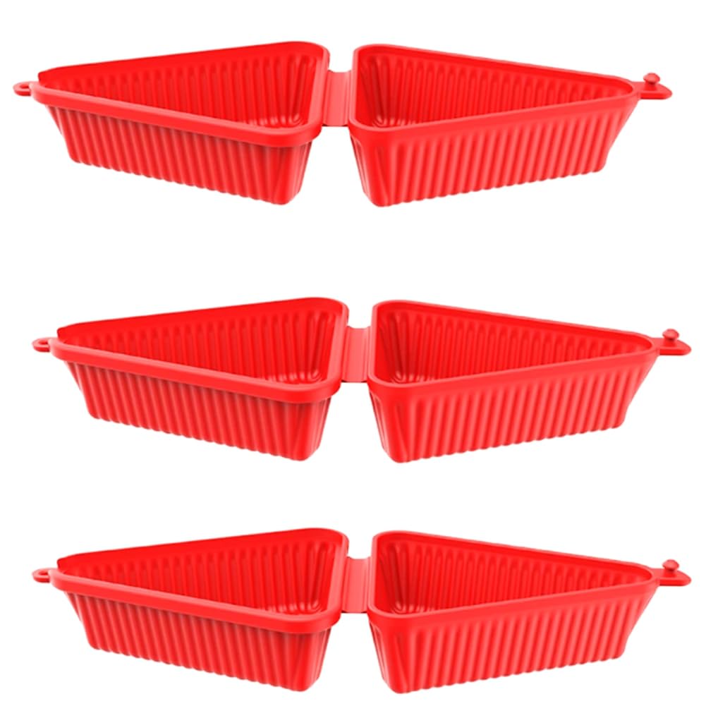 UDSKNV[KSL Reusable Triangular Silicone Cake Box(3Pcs), Crepe Box, Cake Packaging Sandwich, Baking& Pastry Red