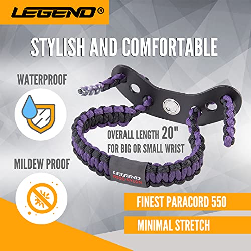Legend 550 Paracord Bow Wrist Sling - Compound Bow Stabilizer & Hand Loop Carrier For Bow Hunting - Adjustable Wrist Strap With Durable Leather Yoke, Strong Metal Grommets - Archery Accessories & Gear #TOP2