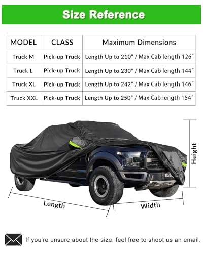 Image of Waterproof Pickup Truck Cover, All Weather Outdoor Protection | Fits Ford F-150, Chevy Silverado, Ram 1500 & Trucks Up to 210 inch,Full Protection,Windproof Design,Heavy-Duty Fabric