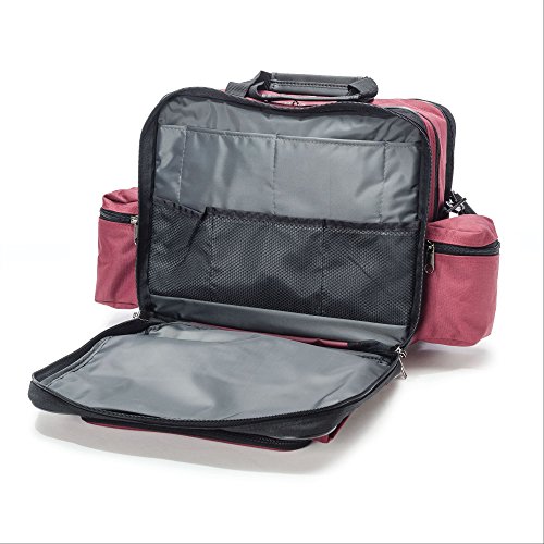 Hopkins Medical Products Mark V Shoulder Bag, HIPAA Compliant Lockable Zippers for Security, Adjustable Straps, Reinforced Bottom, Fold-Down Compartment for Easy Access, 13x11.25x7.5 inch, Burgundy2