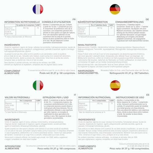 Igennus Fortschrittlicher Dreifach-Magnesium-Komplex, vollständig ausreagiertes & chelatiertes Glycinat, Taurat & Citrat, Clean Label, hohe Bioverfügbarkeit & Absorption, 60 Tabletten, Vegan