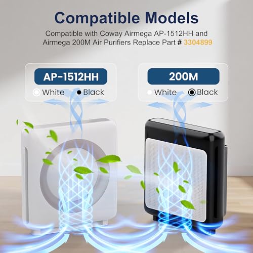 Image of AP-1512HH Filter Replacement for Coway Airmega 200M Air Purifier | 3 Pack True HEPA Filter Compatible with Coway Airmega AP-1512HH and Airmega 200M Air Purifiers, Item NO # 3304899