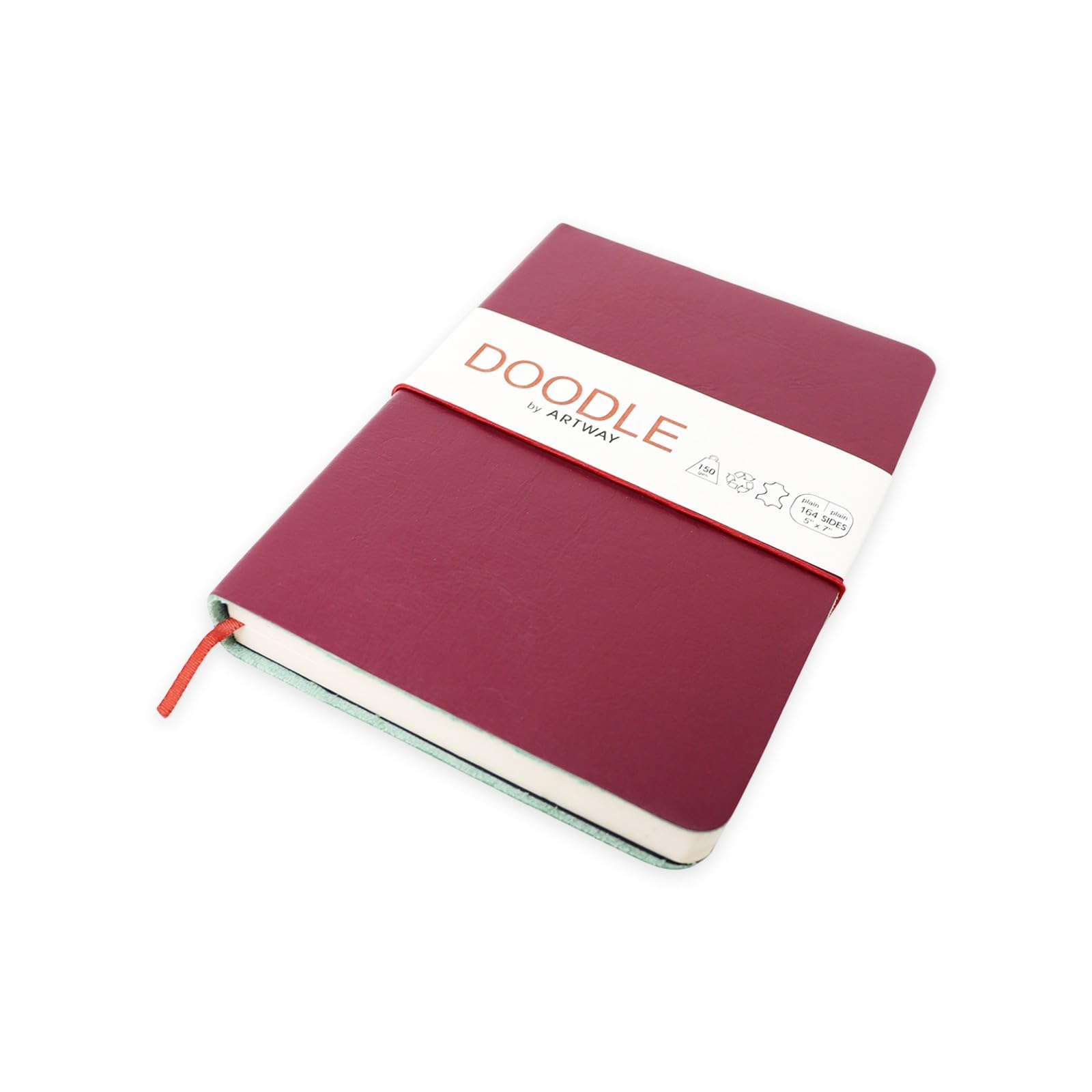 Artway Indigo Doodle – Plum Red Leather Sketchbook/Notebook – 175mm x 125mm - 164 Sides/82 Pages of 150gsm Cartridge Paper