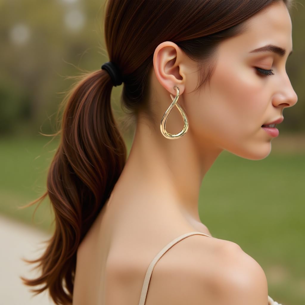 Linear Drop Earrings, Modern Teardrop Design, Minimalist Style, Women's Fashion Jewelry - Image 6