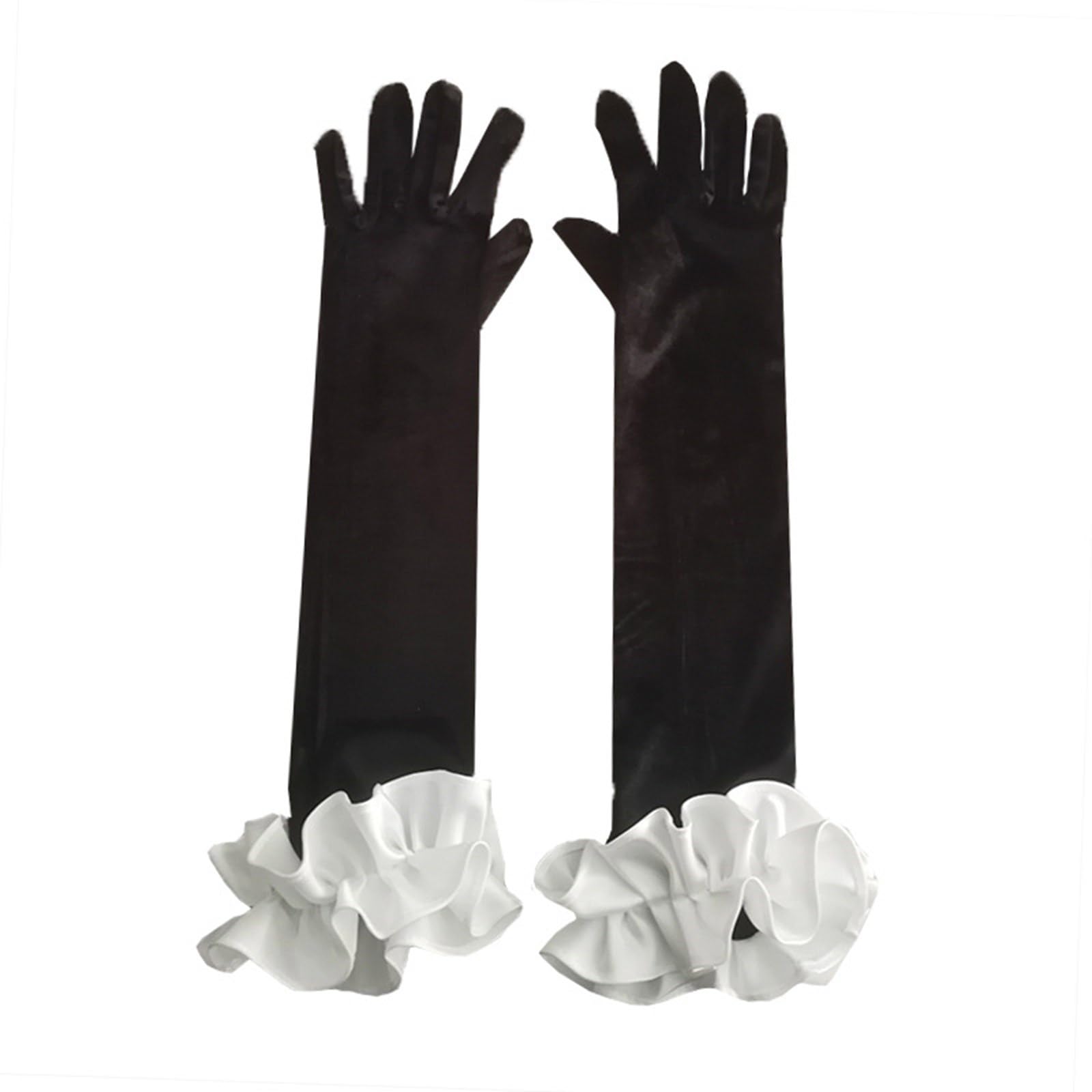 FUYISEN Evening Dress Ruffle Gloves For Women Lady Full Finger Ruffle Gloves Proms Gloves Women Gloves 1920s Women Gloves