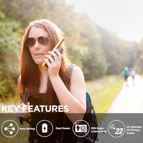 Motorola T470 Talkabout Two Way Radios, Long Range Emergency Rechargeable Waterproof Walkie Talkies 22 Channel, 35 Mile outdoor Black Yellow, 2 Pack - Image 4