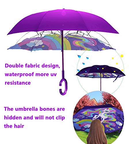 Mrtlloa Kids Umbrella, Reverse Kids Umbrella Girls, Inverted Kids Umbrella Boys, Upside Down Umbrellas For Kids Boys & Girls, Unicorn Gifts For Girls, Age 4-13 (Magic Unicorn) #TOP5