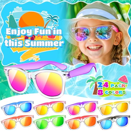 Joycover Kids Sunglasses Bulk, 16 Pack Party Favors for Kids 4-8 3-5, Translucent Sunglasses for Kids, Beach, Pool Party Favors Supplies, Classroom Favors Birthday Goodie Bags Stuffers.2