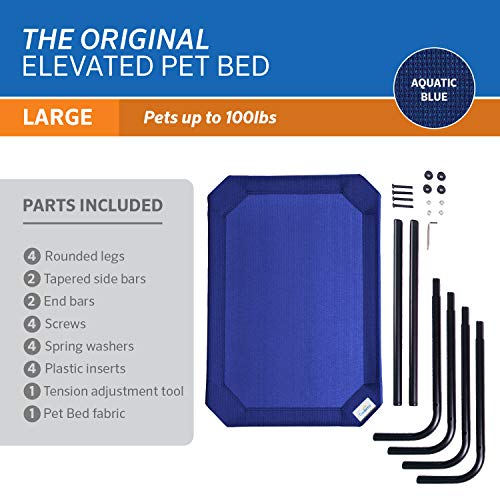 Image of Coolaroo Original Elevated Dog Bed - Breathable Off-The-Ground Pet Bed with Cooling Fabric, Joint Relief & Moisture-Resistant Fabric, 100% Recyclable, Easy Clean, Aquatic Blue, Large