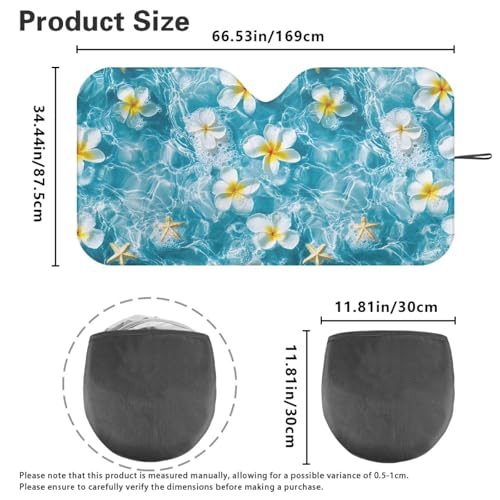 Image of Hawaiian Plumeria Windshield Sun Shade Sunshade Blocks UV Rays Shade Heat Shield for Pickup Truck SUV Accessories Sun Heat UV Rays Visor Protector 66.53 in * 34.44 in