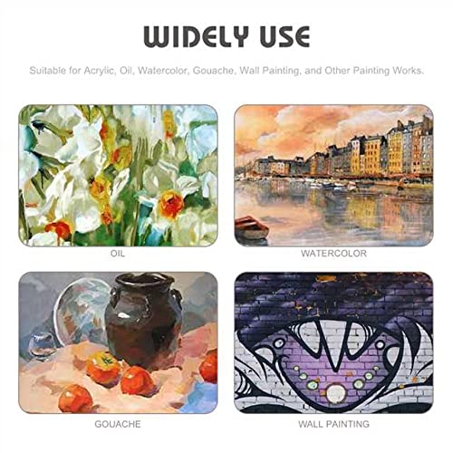 LIGHTWISH Set of 7 Flat Paint Brushes for Applying Gesso, Acrylic Paint, Oil Paint, Watercolor