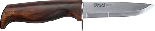 HELLE Knives - Speider - Fixed Blade Knife - Birch Wood Handle - Stick Tang - Camping, Fishing, Hunting - 12C27 Stainless Steel - Leather Sheath - Made in Norway - HELLE