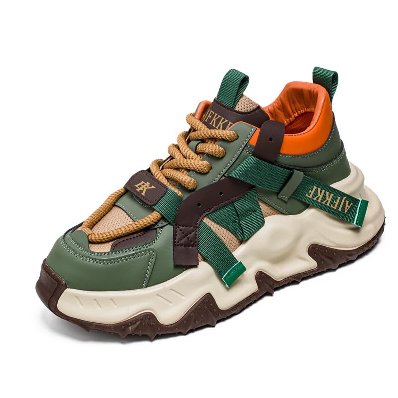 Comfortable and Stylish lace-up Thick-Soled Shoes - Men's Breathable Casual Shoes for All Seasons Outdoor Walking and Traveling - Non-Slip